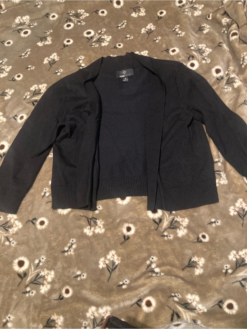 Ronni Nicole Black Open-Front Cropped Cardigan Sweater